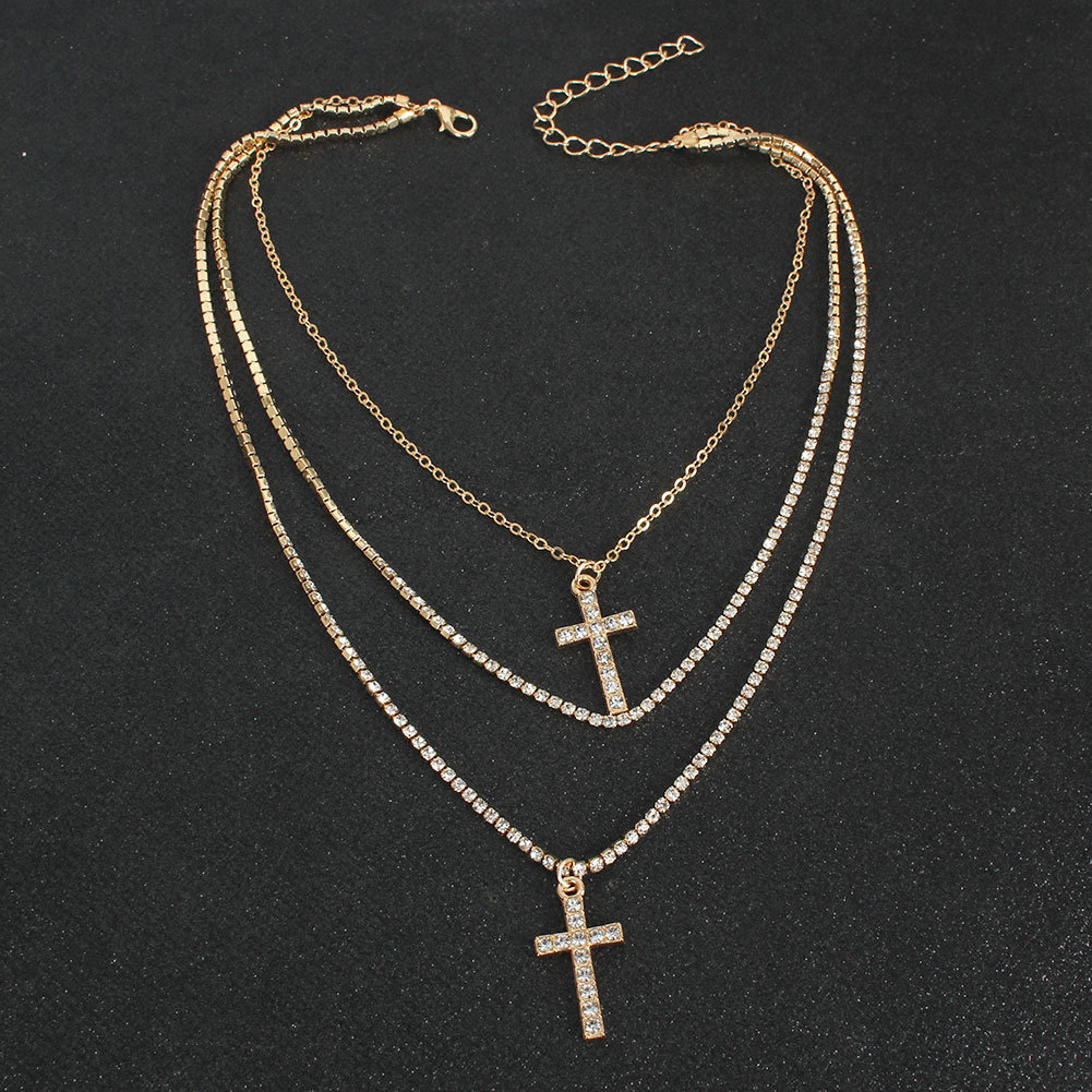 Retro Cross Multilayer Necklace display picture 4