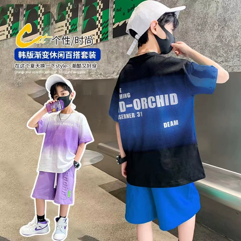 Children's summer set, thin polo, Korean style, 2023 collection, internet celebrity, with short sleeve