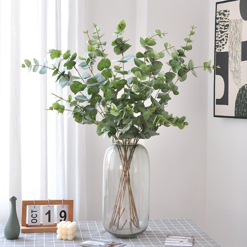 Cross-Border Eucalyptus Leaves, Money Leaves, Artificial Flowers, Green Plants, Fake Flowers, Long-Stemmed 3-Branch Felt Leaves for Decoration, Wholesale Cross-Border Eucalyptus Leaves, Money Leaves, Artificial Flowers, Green Plants, Fake Flowers, Long-Stemmed 3-Branch Felt Leaves for Decoration, Wholesale