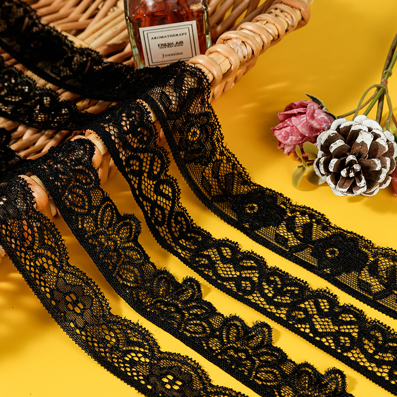 Accesorios de encaje de nylum blanco, decoración hueca de borde ancho de alta gama, cuello, falda, cortina, tela de mesa al por mayor