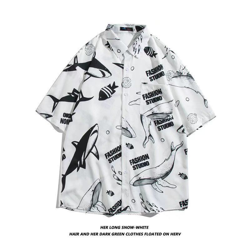 Camisa de manga corta para hombres 2022 nueva camisa floral delgada de secado rápido de moda suelta media manga estilo Hong Kong Ruan media manga guapo