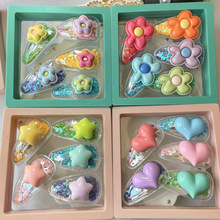 韩版网红ins糖果色透明充气流沙BB夹儿童发夹碎发刘海夹边夹头饰