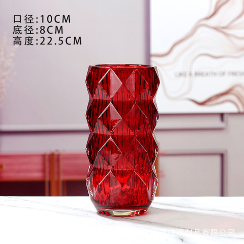 European-inspired Instagram-style creative home decoration vase, living room ornament crystal brilliant cylindrical glass vase wholesale