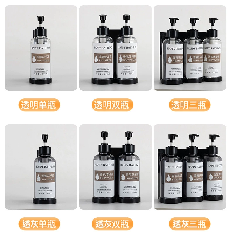 Настенный набор из 3 распылителей для жидкостей Soap/Shampoo/Body Wash с настраиваемыми наклейками