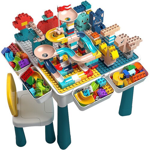 Kids Building Table Compatible with LEGO Educational Building Blocks Large Granules Multifunctional Building Toys for Boys and Girls 2-3-7 Years Old