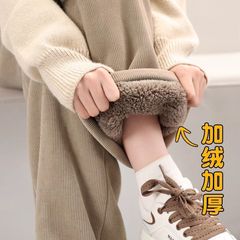 冬款加绒零下羊羔绒阔腿裤女直筒裤80可保暖穿300斤巨厚大码东北