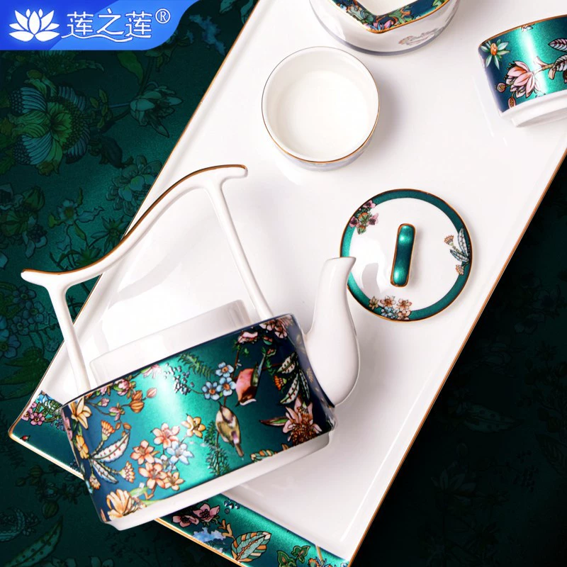 莲之莲 Enamel, ceramic tea set, teapot, tea cup, Chinese style