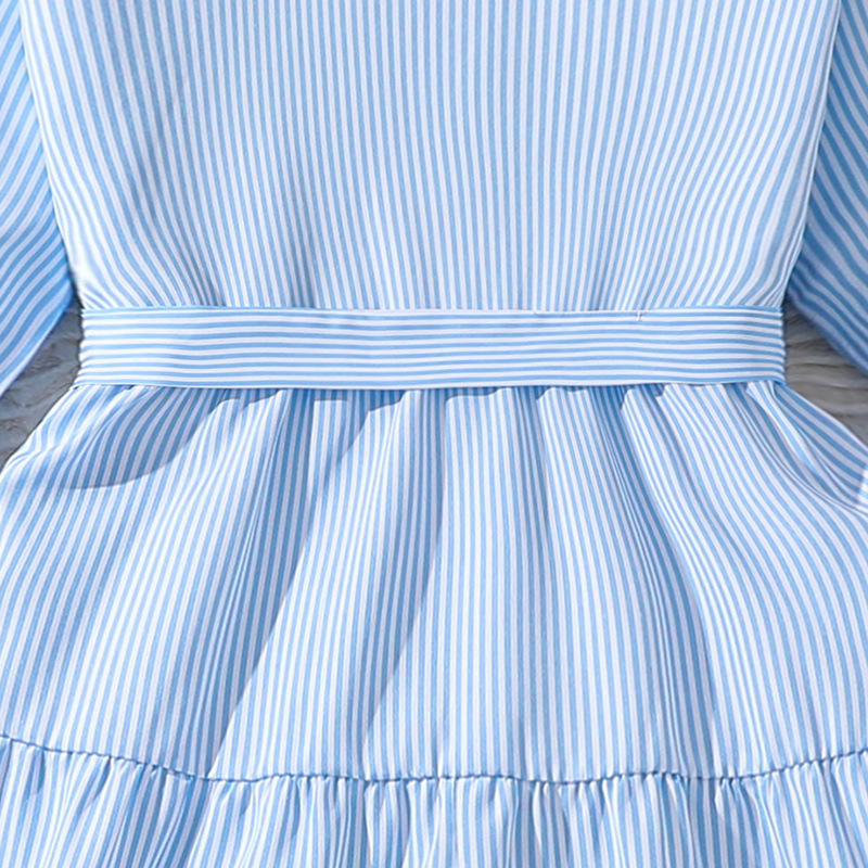 Girls' 9-11 years old autumn children's clothing 24 new fashionable striped long sleeved girls' dress_voghion.com