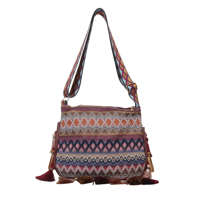 [Trend retro ethnic capacious shoulder bag one shoulder, trend of season, ethnic style]