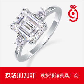 S925银守护戒指莫桑石闭口戒子跨境tiktok热卖源头工厂现货批发