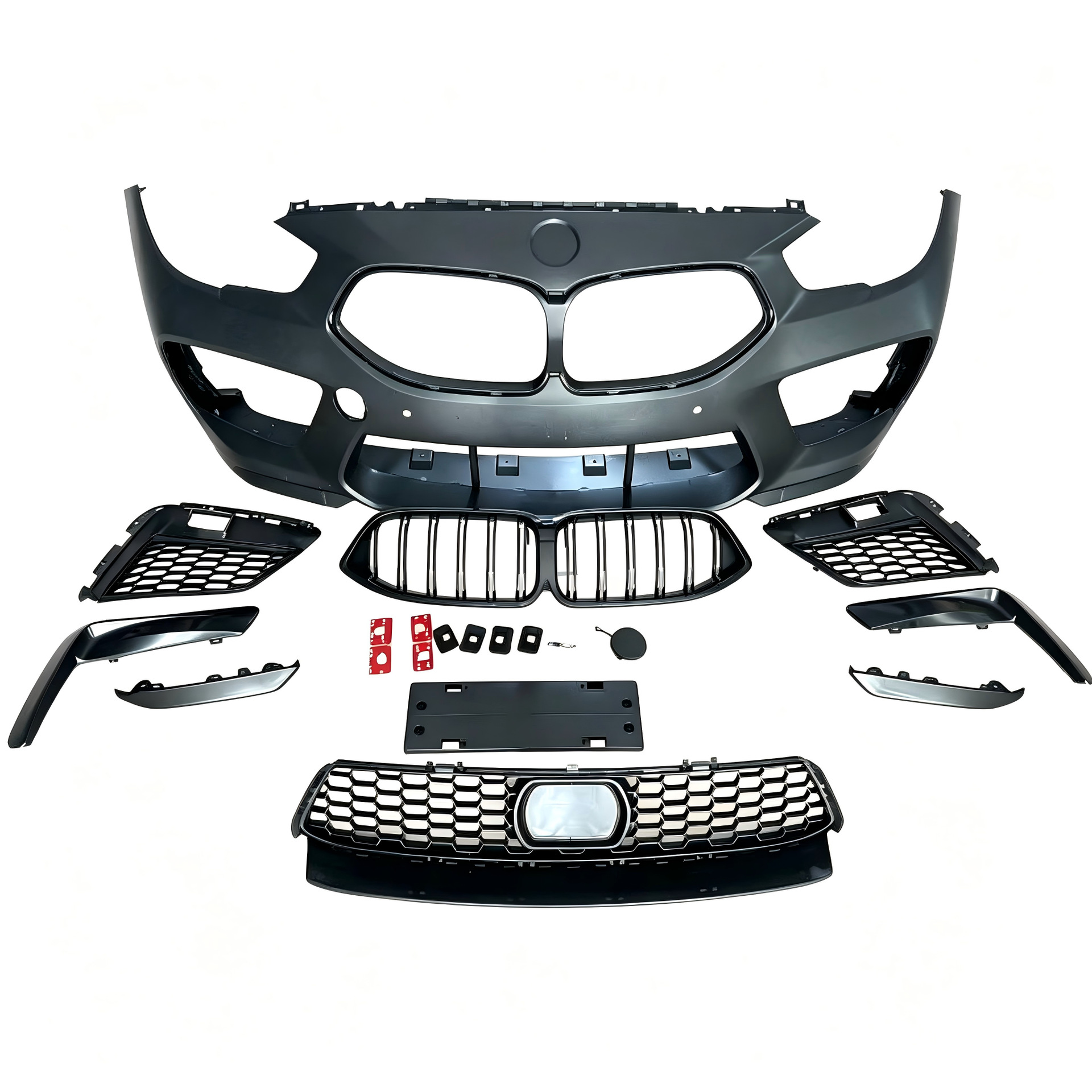 Suitable for BMW 5GT F07 525 528 520GT, this is an M8-style front bumper and grille upgrade kit made of PP material