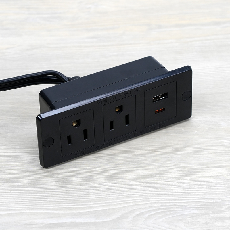 Manufacturer's US-standard certification USB-C PD10W TYPE-C embedded furniture desktop power strip American-style power strip