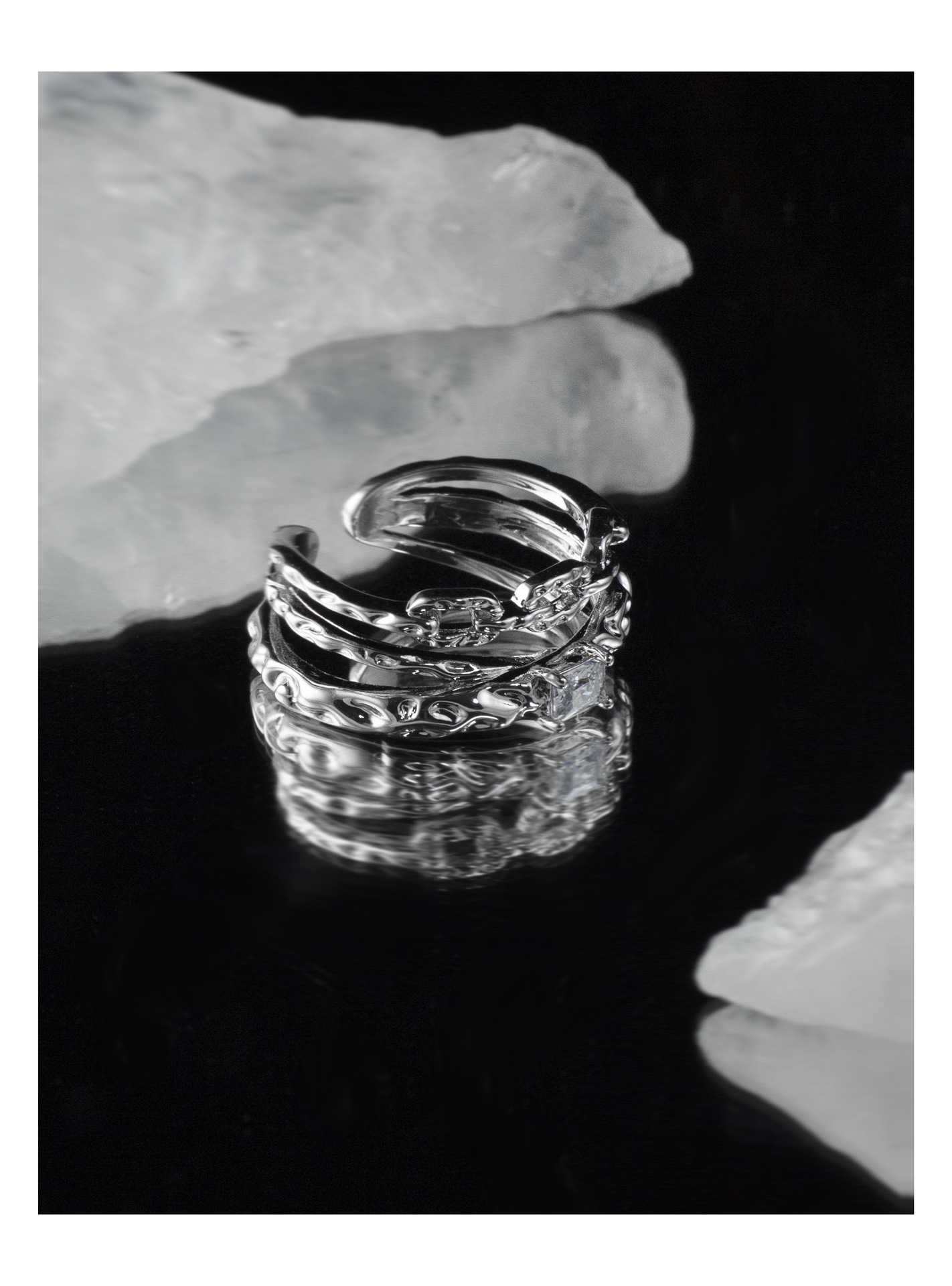 Fashion Geometric Copper Plating Zircon Open Ring