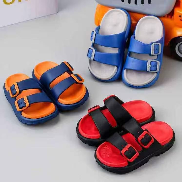 New Two-Color Slippers Summer Boys and Girls Fashion Korean Style Simple Soft Bottom Home Bathroom Baby Slippers Wholesale