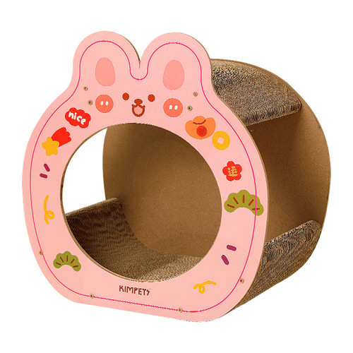 Rabbit pet cat nest cat scratching board all-in-one wear-resistant and non-shedding multi-functional corrugated paper vertical cat toy
