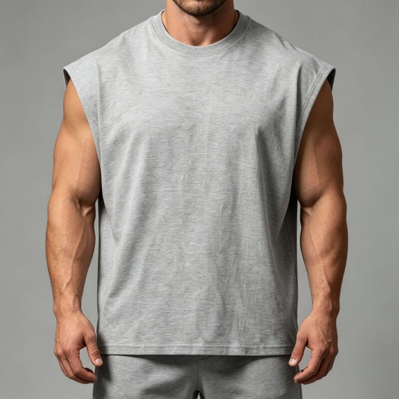 Cross-border European and American quick-dry cotton sports fitness sleeveless vest for men, solid color round-neck casual training tank top Cross-border European and American quick-dry cotton sports fitness sleeveless vest for men, solid color round-neck casual training tank top
