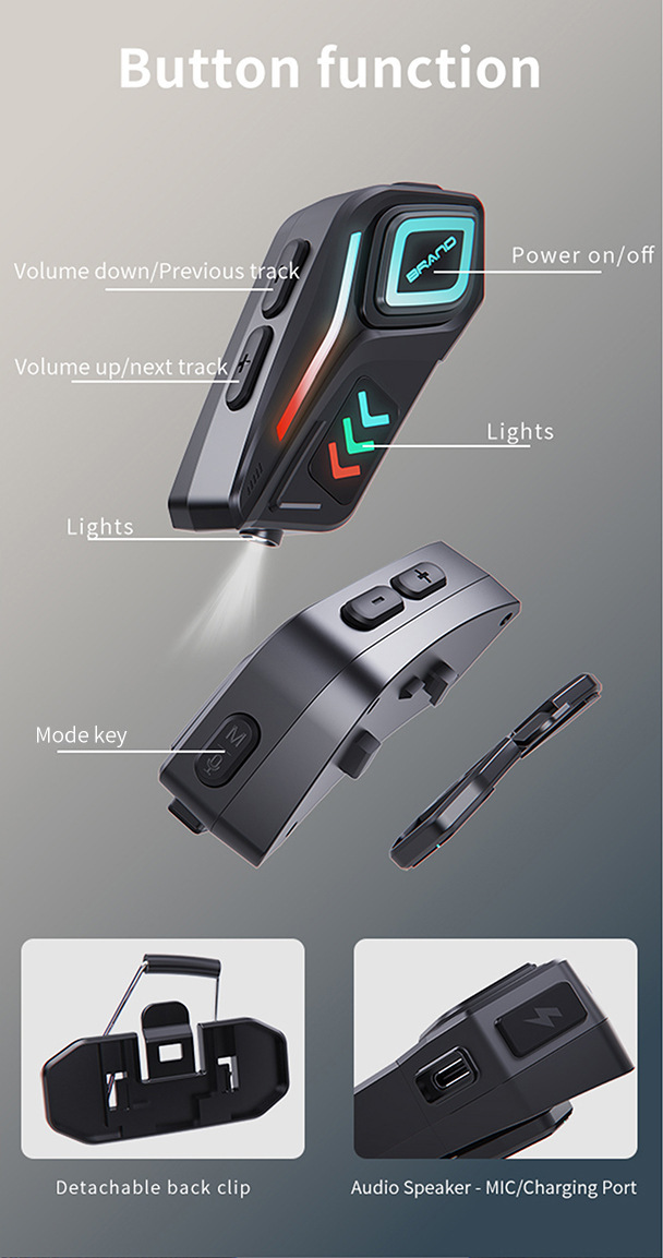 Multi-Style Helmet-Specific Bluetooth Headset for Takeaway Riders, Motorcycle Intercom, Motorcycle Waterproof and Noise-Cancelling Helmet Headset