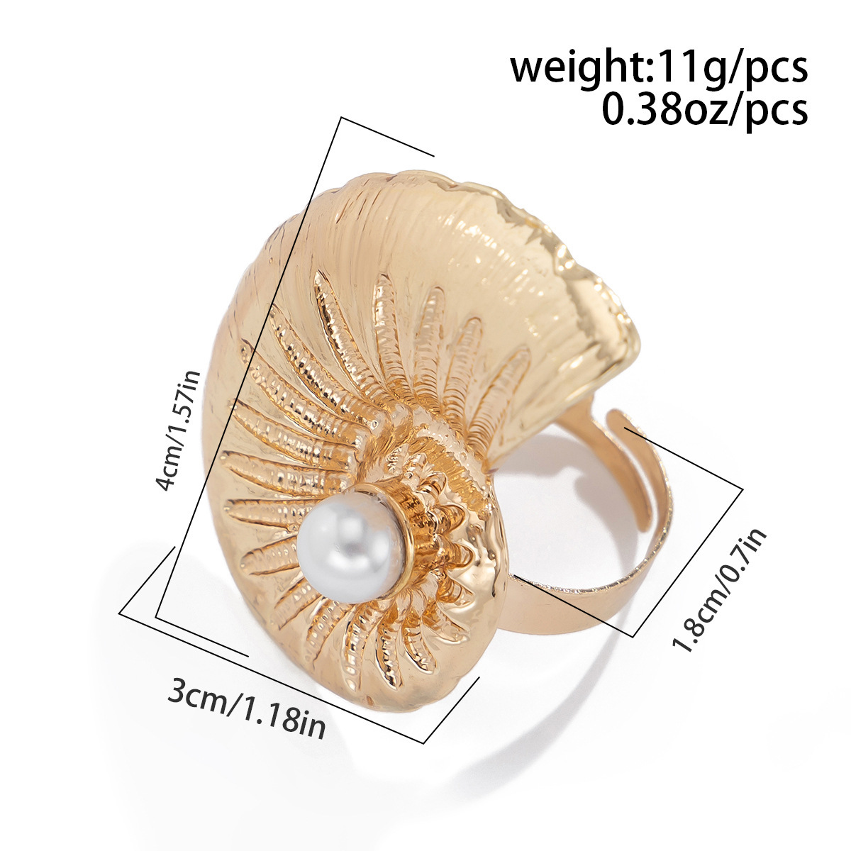 European and American Cross-border Jewelry Holiday Style Starfish Alloy Ring Beach  Pearl Adjustable Ring_voghion.com