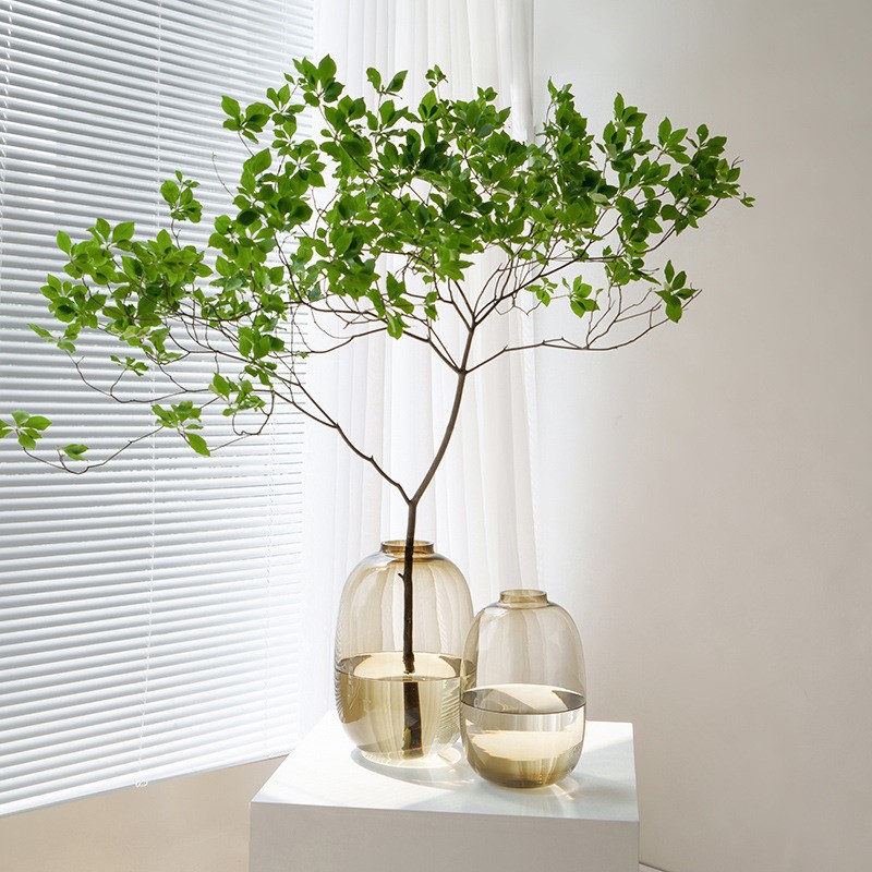 中式花瓶ins風高顏值客廳玄關擺件軟裝水培植物器皿玻璃花瓶批發