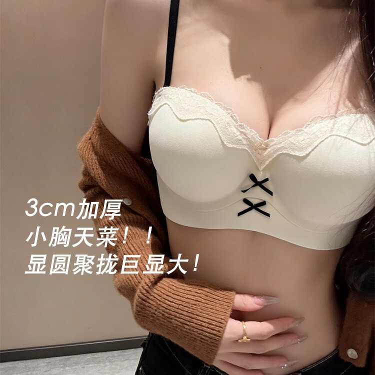 Inner Sakura French-Style Pure Desire Bra for Women with Small Busts, Enhancing and Sexy, No Empty Cups, Wireless Bra Inner Sakura French-Style Pure Desire Bra for Women with Small Busts, Enhancing and Sexy, No Empty Cups, Wireless Bra