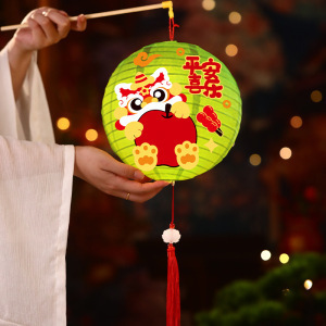 中秋节儿童手提灯笼2025新款折叠纸发光宫灯节日装饰DIY手工花灯|undefined