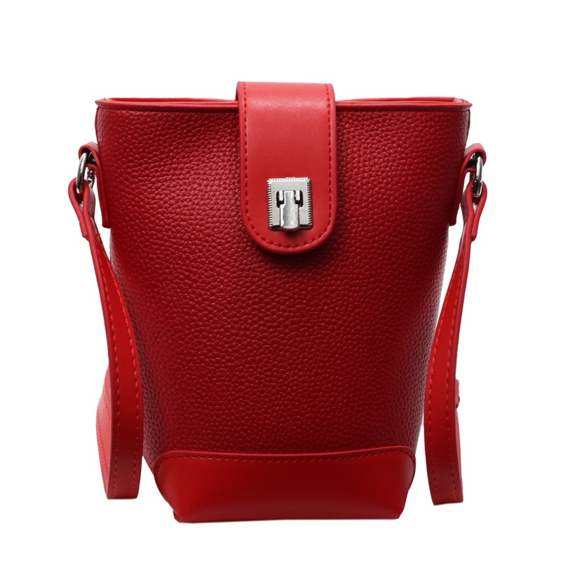 Bolso de cubo popular de este año 2025 verano nuevo bolso de teléfono móvil bolso de hombro con patrón de lichi bolso de mensajero de color de contraste de moda mujer