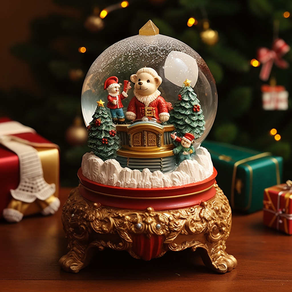 Customized Christmas Crystal Ball Music Box Ornaments Rotating Snow Desktop Birthday Gifts Holiday Gifts