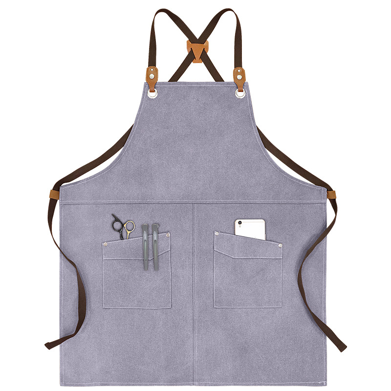 Transfronterizo Amazon engrosamiento lona delantal logotipo personalizado barista barbero ropa de trabajo hogar delantal de cocina
