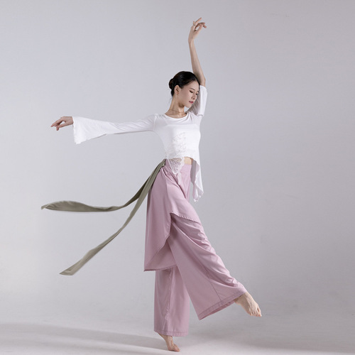 Modern dance practice top long sleeve form training clothing, classical dance women's loose wide-leg pants