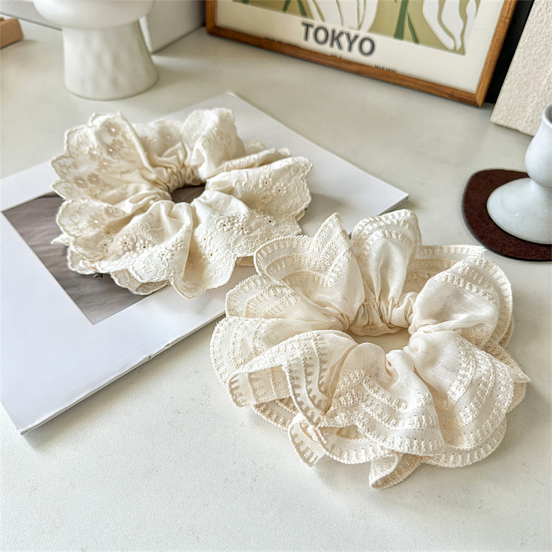 20g Weight Hair Tie Hair Accessories Type 1 Piece Quantity Holiday, Daily Occasion Solid Color Pattern Women's Gender Simple Style, Classic Style Style Super Fairy Internet Hot New Lace Large Intestine Ring Hair Ring Graceful And Fashionable Girl Top Cuft Boutique Hairware 8