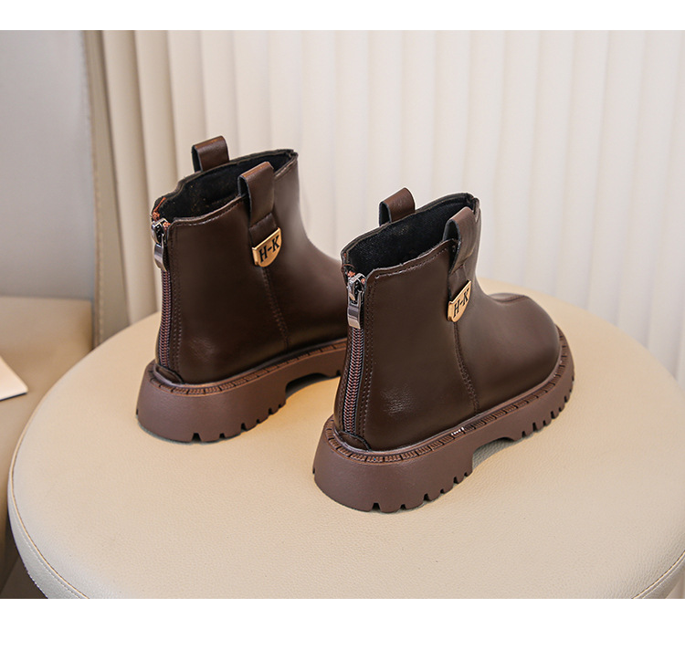 Mädchen Martin Boots - Schwarze Lederstiefel Für Kinder_voghion.com