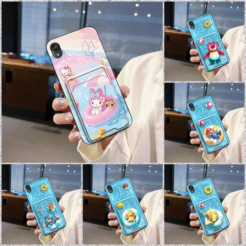 Suitable for Moto Mobile Phone Case, Personalized Soft Shell, Fun and Funny Cooling Card Slot for Photo Card, Swimming Ring, Cute