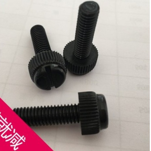 绝缘黑色尼龙PA66 开槽一字滚花塑料螺丝钉 手拧螺丝M3 M4 M5M6M8