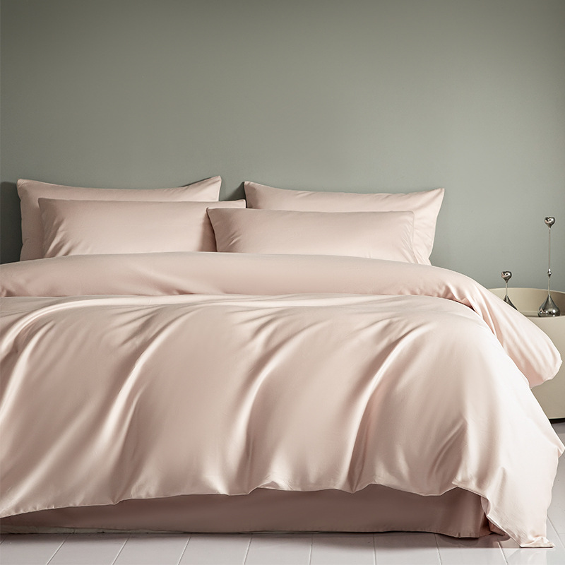 100 algodón de seda larga cama de cuatro piezas de algodón 2025, nueva sábanas de lujo ligera cubierta de colcha de tres piezas