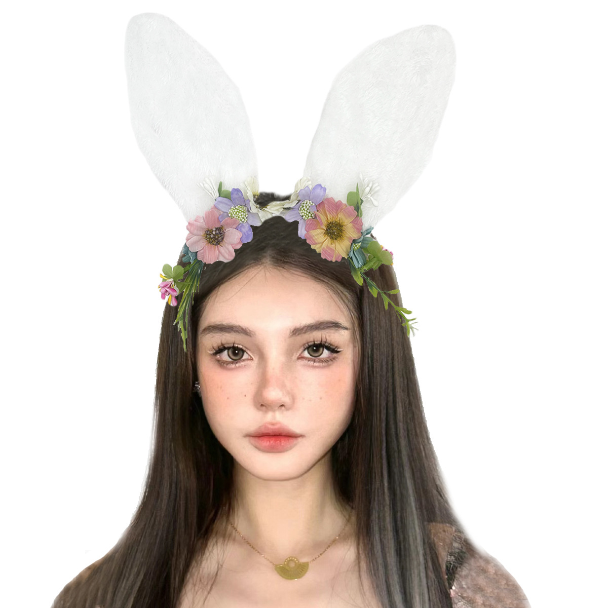 Diadema de encaje de celebridades de Internet Diadema de oreja de conejo negro Diadema de encaje de baile Diadema de fiesta de alta gama femenina al por mayor