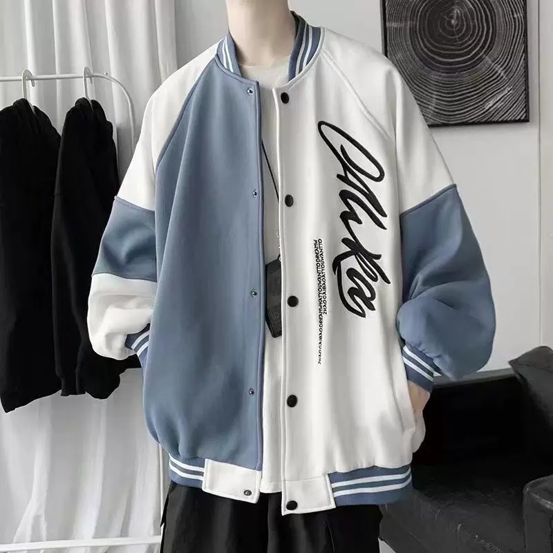 Бейсбольная куртка Tide oversize (мужская), летняя тонкая, двуцветный стиль