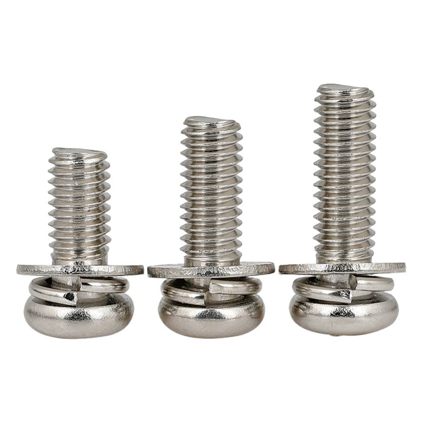 Никелированная крестообразная круглая головка с крестообразной канавкой Три комбинированных винта Комбинированный болт M2/M3/M4/M5/M6