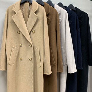Dalian Women's Clothing 25 Years Autumn/Winter Long British Style Double-Breasted 101801 Commuter Cashmere Wool Coat