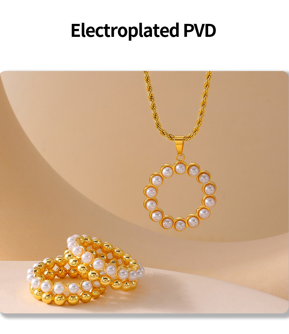 Glue Beads Inlaid Stainless Steel Necklace