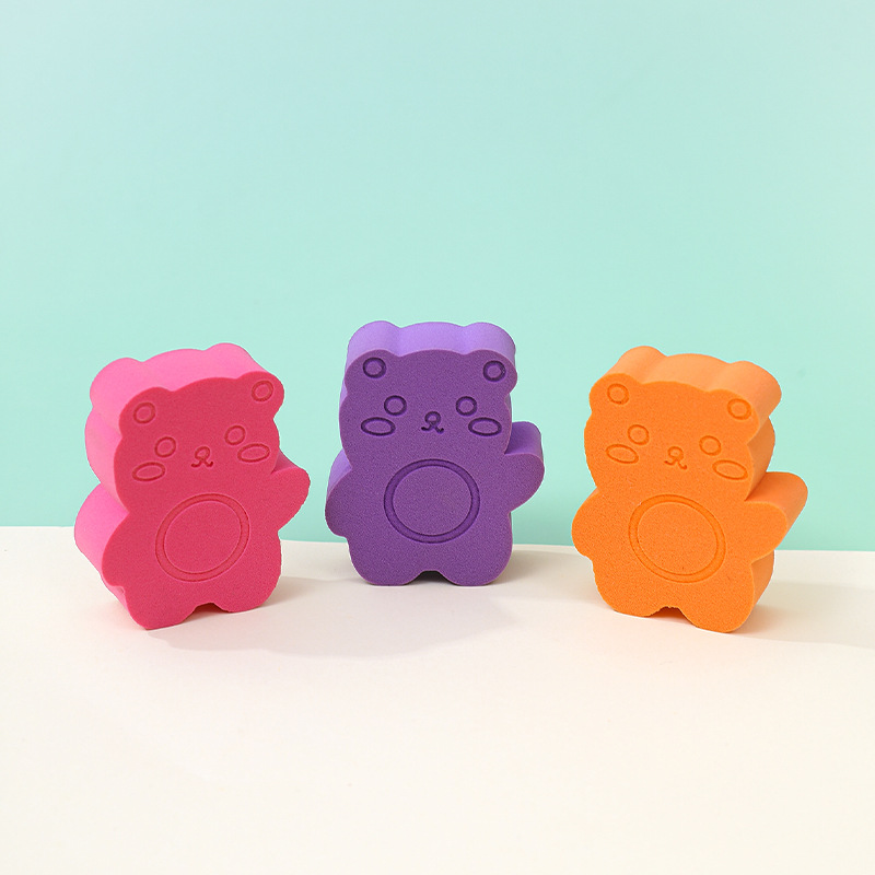 Custom adorable oso biscuitos plano polvo suave cojín de aire tostada esponja de maquillaje huevo de maquillaje seco húmedo