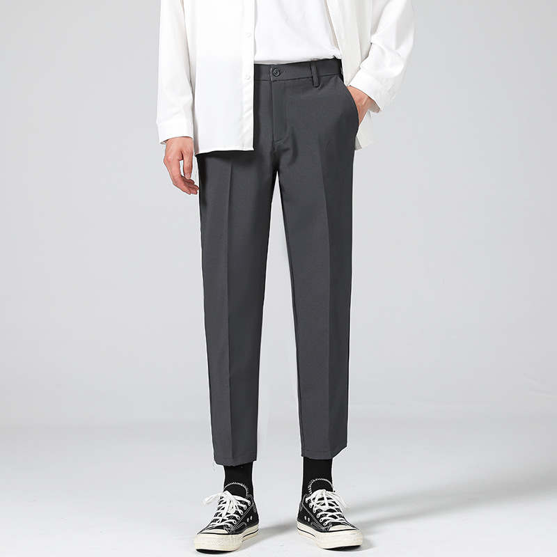 LKTM ropa de hombre # pantalones de traje engrosados forrados con forro polar estilo coreano SLIM-Fit rectos desplegables pantalones casuales de traje pequeño image 10