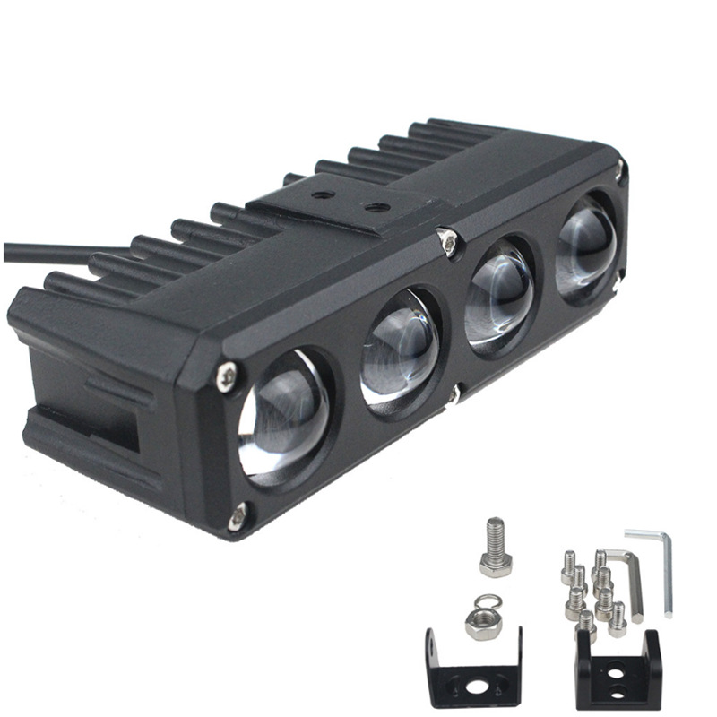 Motocicleta cuatro ojos faro auto red LED foco lente bicromática lente de auto todoterreno modificación
