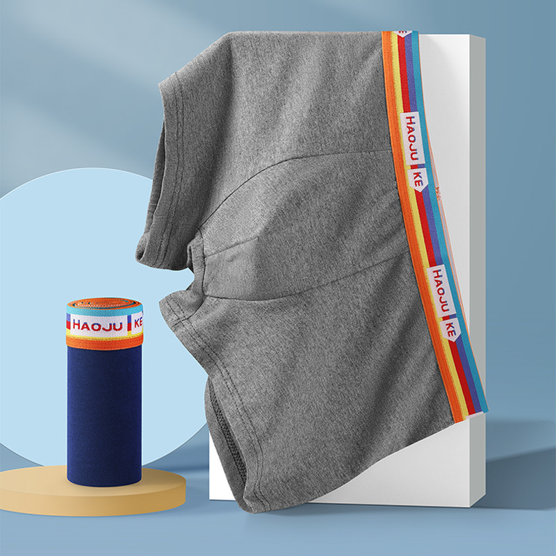 Men's Underwear 80 Count Combed Cotton 7A Grade Antibacterial Boxer Briefs for Boys and Youth Breathable Quick-Drying Pure Color Pants