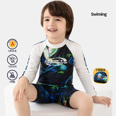 Momasong Children's Swimwear for Boys, Long-Sleeve One-Piece for Big Kids and Toddlers, Boys' Beach Sun Protection Quick-Dry Swim Suit