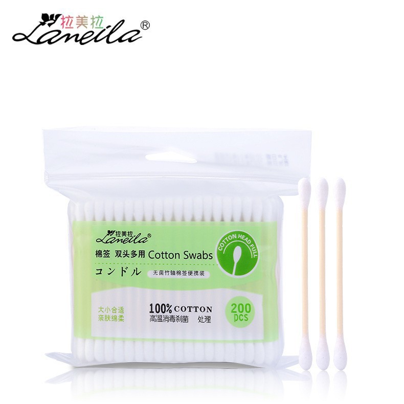 Hisopos de algodón de limpieza desechables de Lamela 300 hisopos de algodón puntiagudos en espiral de doble cabeza