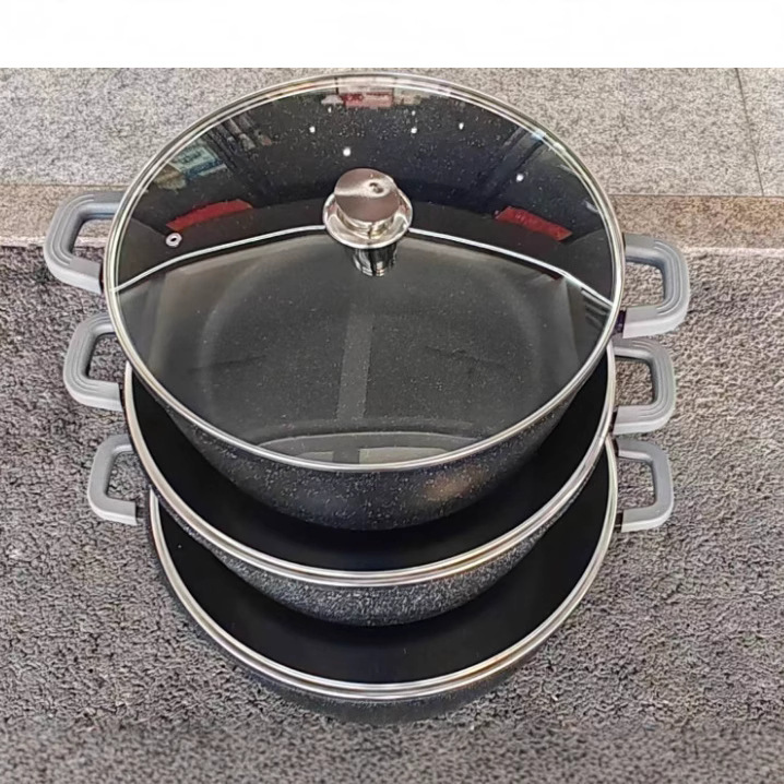 Conjunto de arroz de piedra antiadherente olla de marmol de comercio exterior set24 / 28 / 32 / 36 / 40 / 44CM