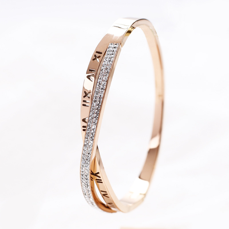 交叉钛钢罗马手镯