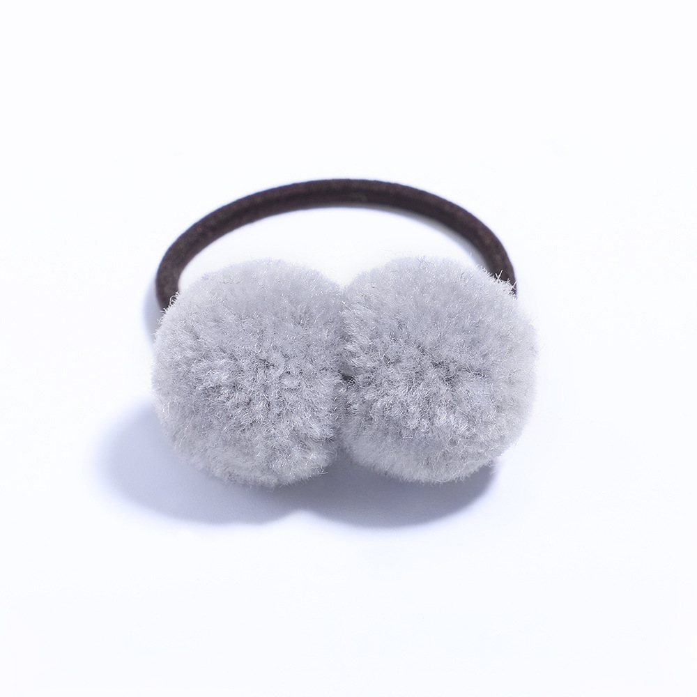 Fashion Round Solid Color Cloth Pom Poms Hair Tie 1 Piece display picture 3