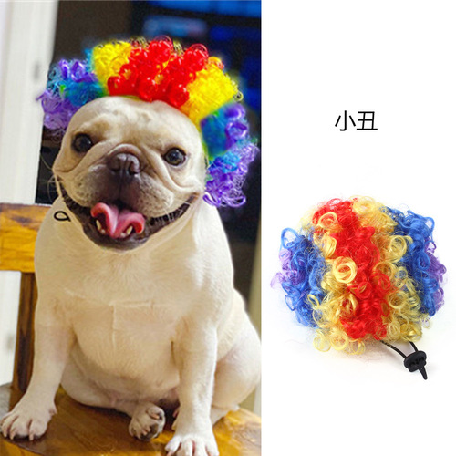 Z wholesale pet wigs and headwear for dogs and cats with bangs and afro teddy dress up funny holiday supplies