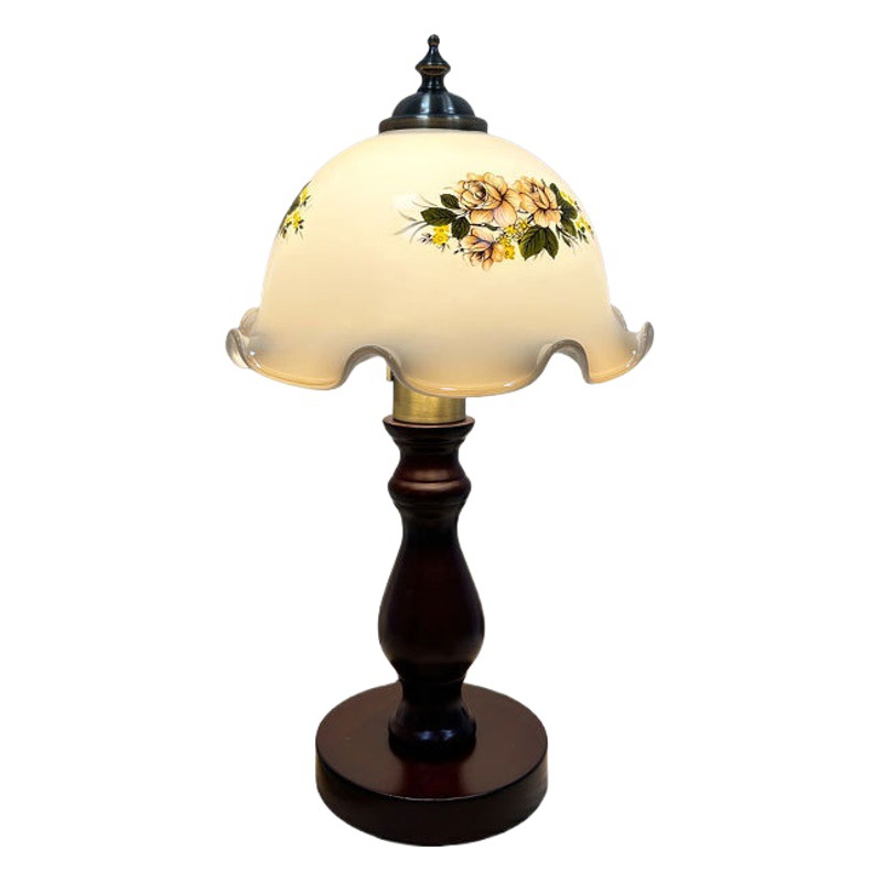 Luz de madera maciza lámpara de mesa de lujo americano retro decorativo país mesita de noche lámpara dormitorio simple boda creativa luz de la noche